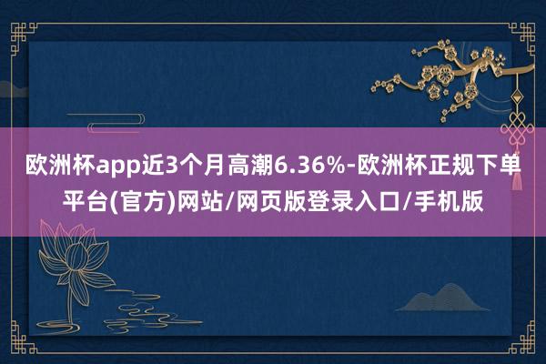 欧洲杯app近3个月高潮6.36%-欧洲杯正规下单平台(官方)网站/网页版登录入口/手机版