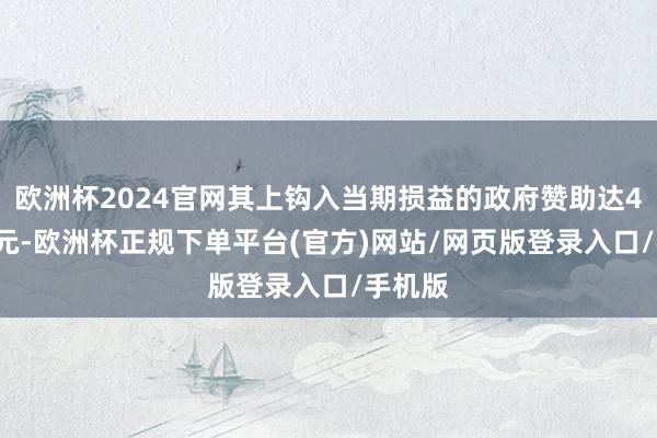 欧洲杯2024官网其上钩入当期损益的政府赞助达4.63亿元-欧洲杯正规下单平台(官方)网站/网页版登录入口/手机版